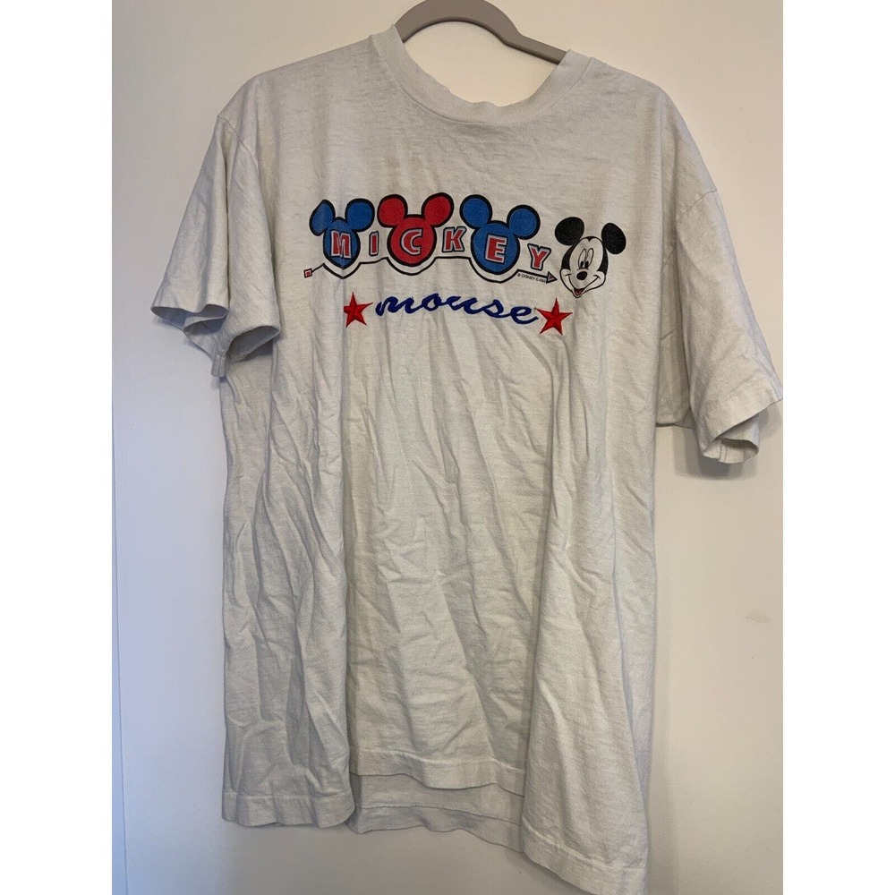 VTG Mickey Unlimited Mickey Mouse Embroidered T Shirt Size XL Red White Blue